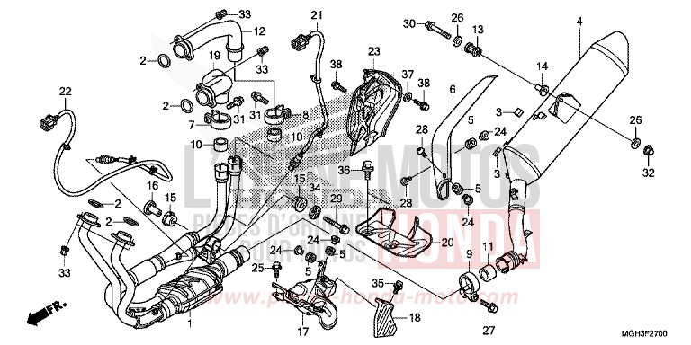 SILENCIEUX D'ECHAPPEMENT de VFR1200X "Crosstourer" Méca PEARL SUNBEAM WHITE (NHA66) 2012